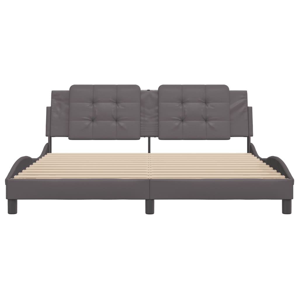 Bedframe met hoofdbord kunstleer grijs 180x200 cm