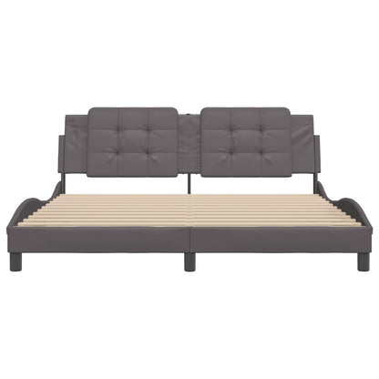 Bedframe met hoofdbord kunstleer grijs 180x200 cm