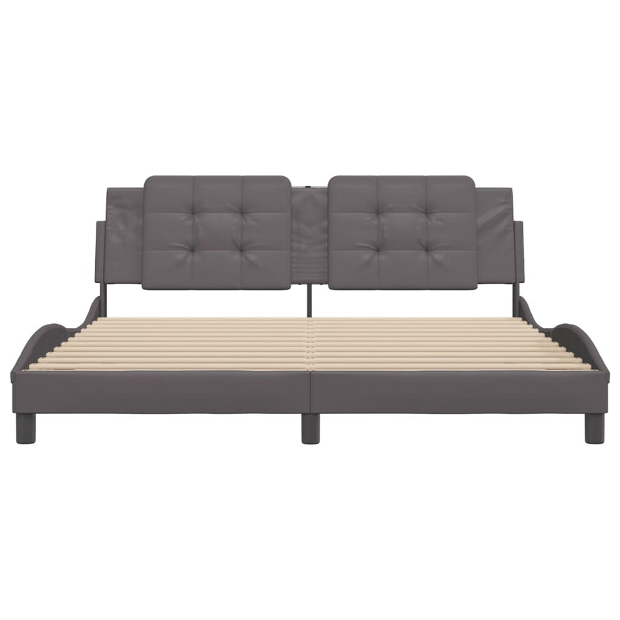 Bedframe met hoofdbord kunstleer grijs 180x200 cm