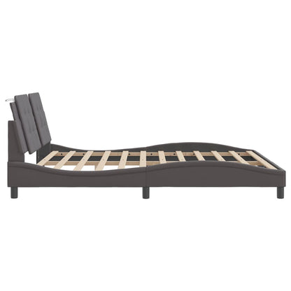 Bedframe met hoofdbord kunstleer grijs 180x200 cm