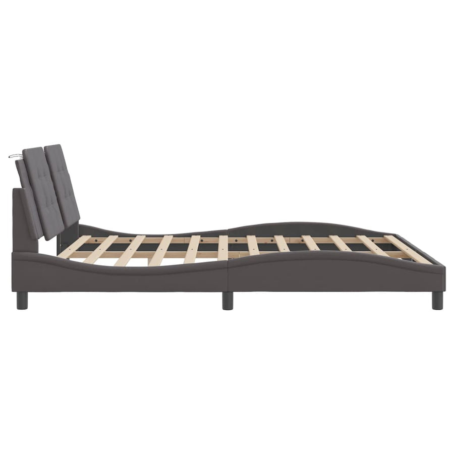 Bedframe met hoofdbord kunstleer grijs 180x200 cm