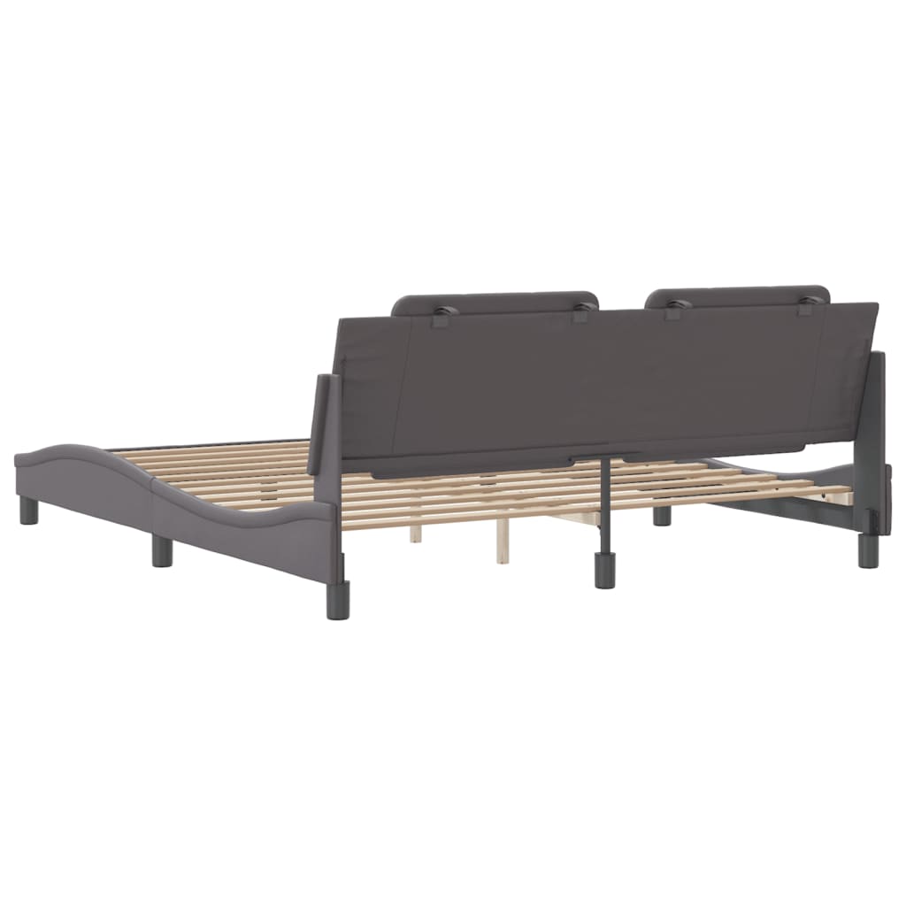 Bedframe met hoofdbord kunstleer grijs 180x200 cm