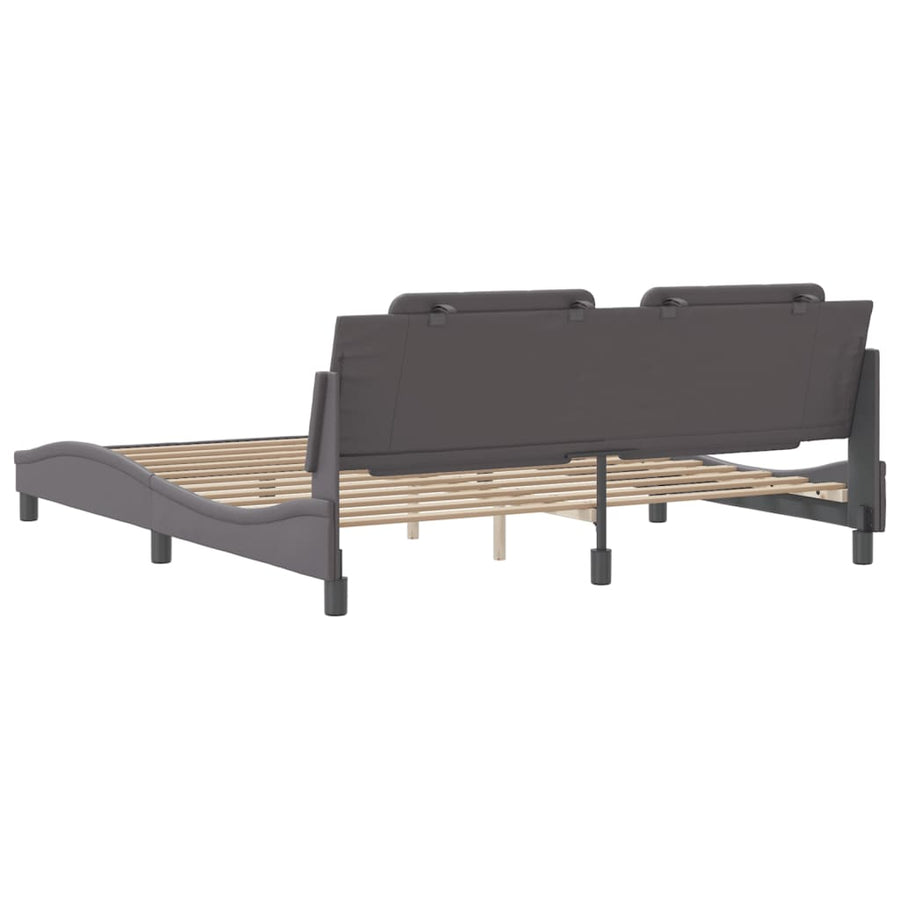 Bedframe met hoofdbord kunstleer grijs 180x200 cm