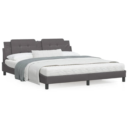 Bedframe met hoofdbord kunstleer grijs 180x200 cm