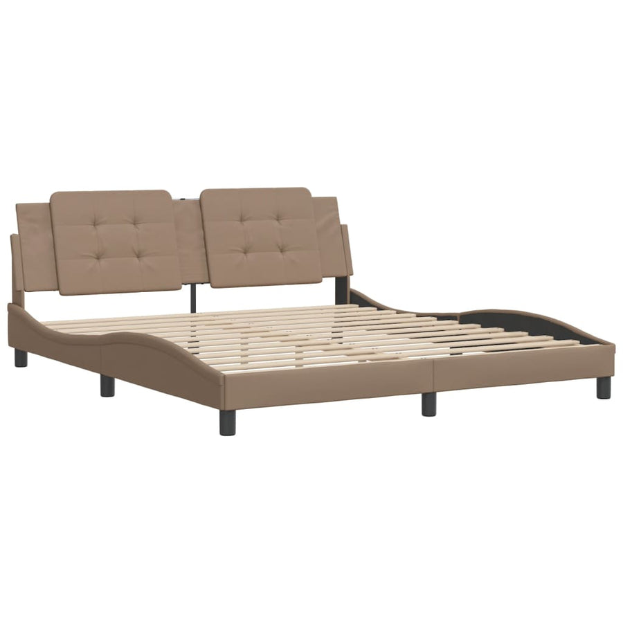 Bedframe met hoofdbord kunstleer cappuccinokleurig 180x200 cm
