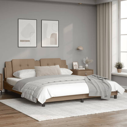 Bedframe met hoofdbord kunstleer cappuccinokleurig 180x200 cm