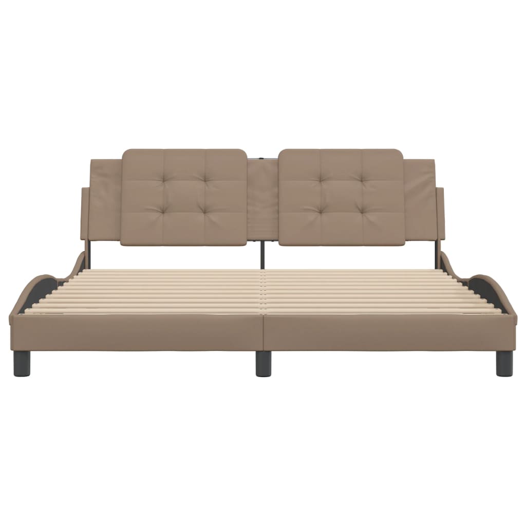 Bedframe met hoofdbord kunstleer cappuccinokleurig 180x200 cm