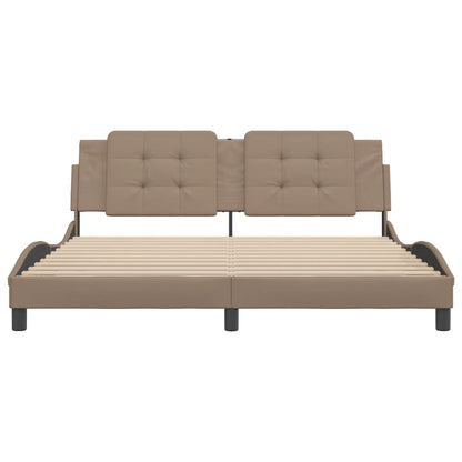Bedframe met hoofdbord kunstleer cappuccinokleurig 180x200 cm
