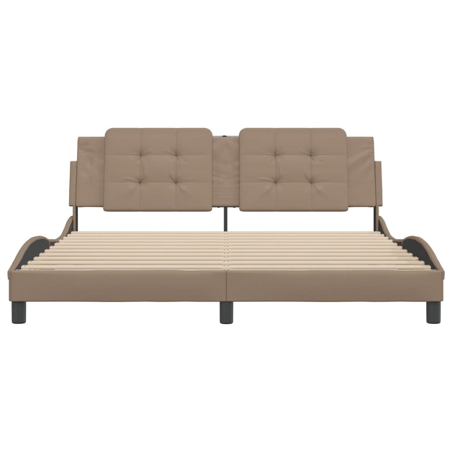 Bedframe met hoofdbord kunstleer cappuccinokleurig 180x200 cm