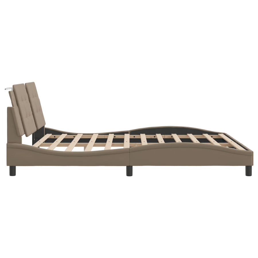 Bedframe met hoofdbord kunstleer cappuccinokleurig 180x200 cm
