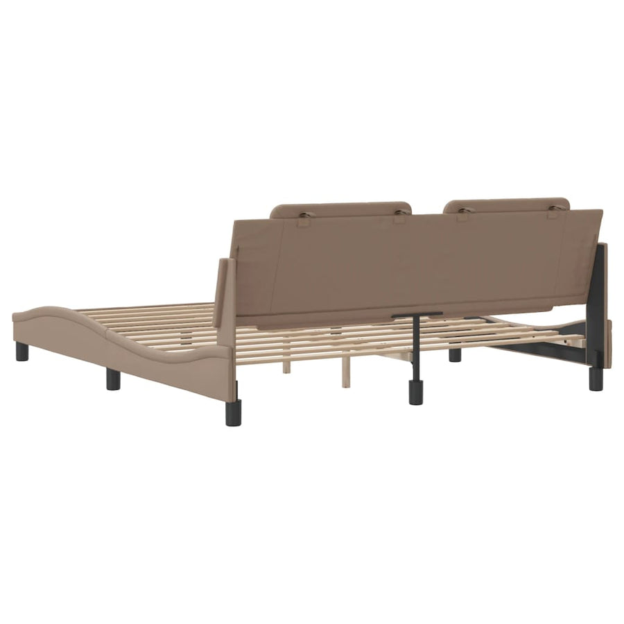 Bedframe met hoofdbord kunstleer cappuccinokleurig 180x200 cm