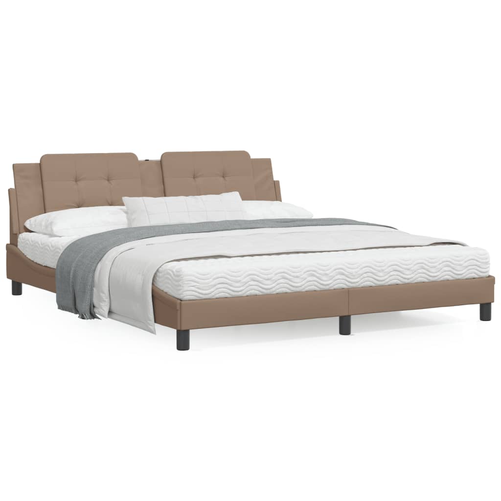 Bedframe met hoofdbord kunstleer cappuccinokleurig 180x200 cm