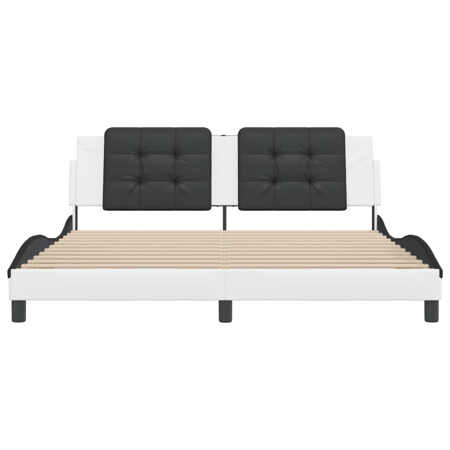 Bedframe met hoofdbord kunstleer wit en zwart 180x200 cm