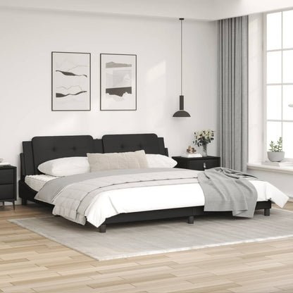 Bedframe met hoofdeinde kunstleer zwart 200x200 cm