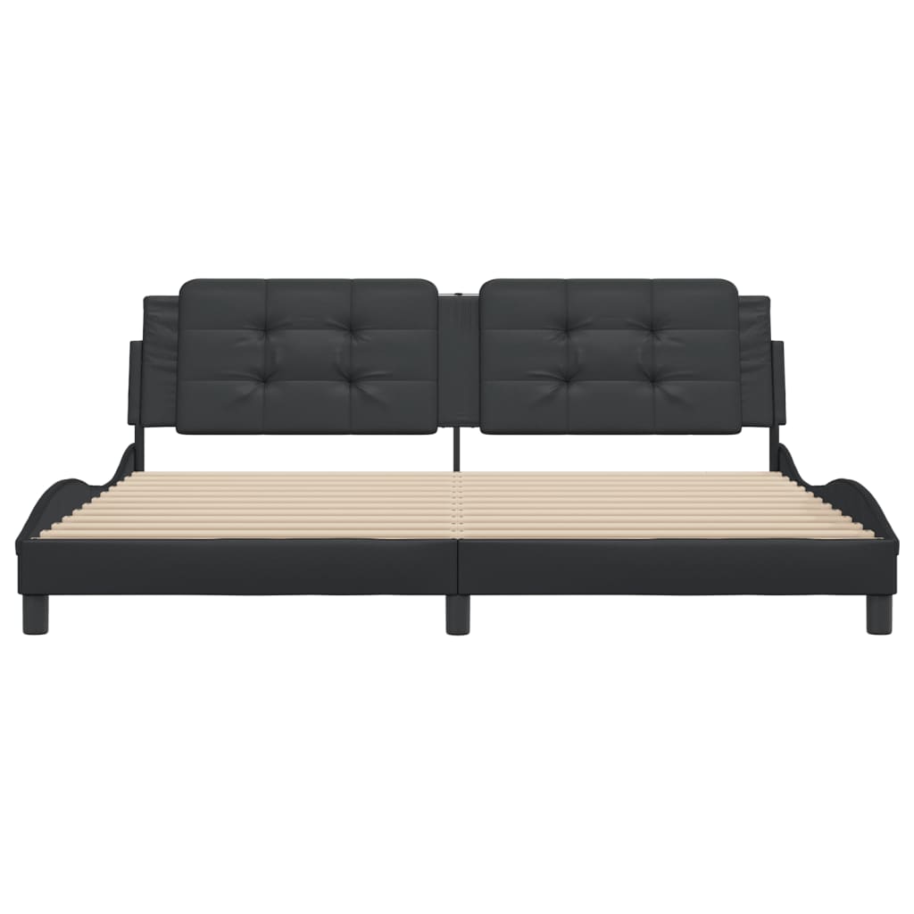 Bedframe met hoofdeinde kunstleer zwart 200x200 cm