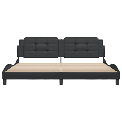 Bedframe met hoofdeinde kunstleer zwart 200x200 cm