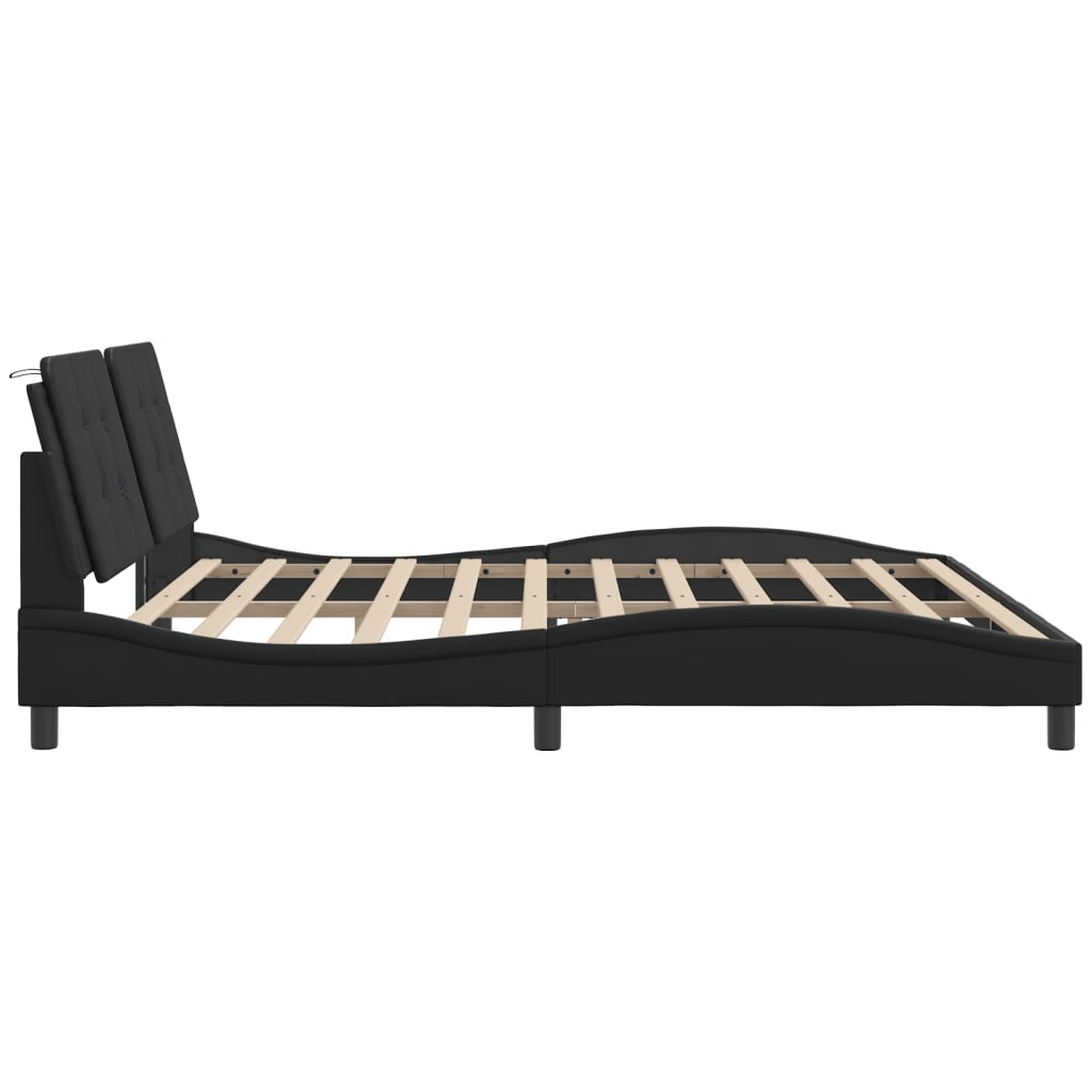 Bedframe met hoofdeinde kunstleer zwart 200x200 cm
