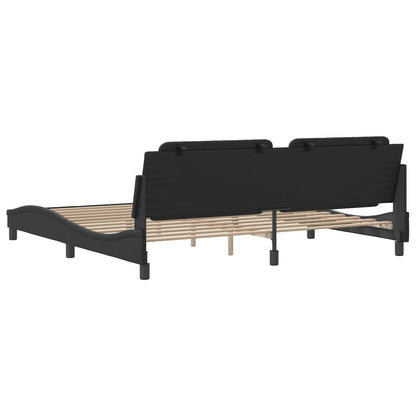 Bedframe met hoofdeinde kunstleer zwart 200x200 cm