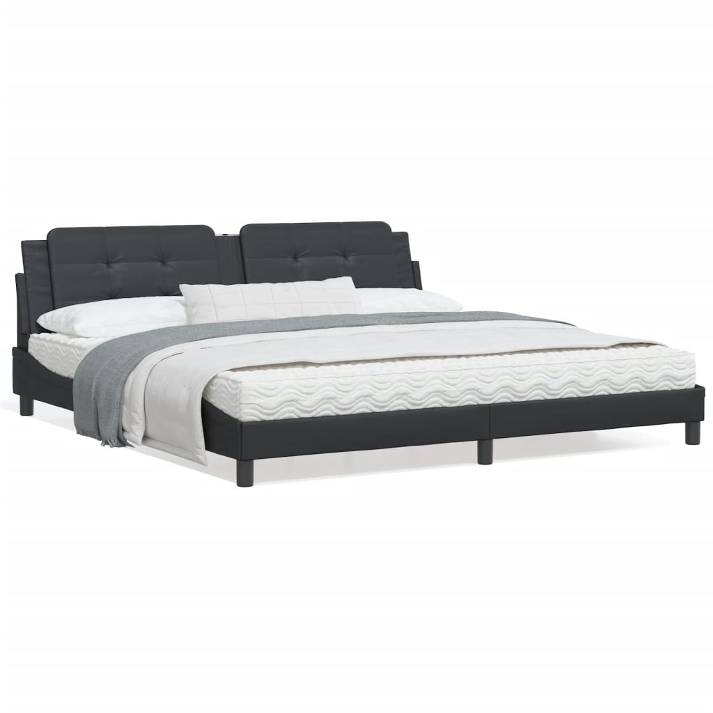 Bedframe met hoofdeinde kunstleer zwart 200x200 cm