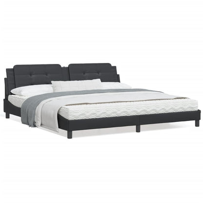 Bedframe met hoofdeinde kunstleer zwart 200x200 cm