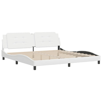 Bedframe met hoofdbord kunstleer wit 200x200 cm