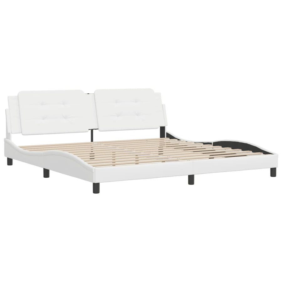 Bedframe met hoofdbord kunstleer wit 200x200 cm