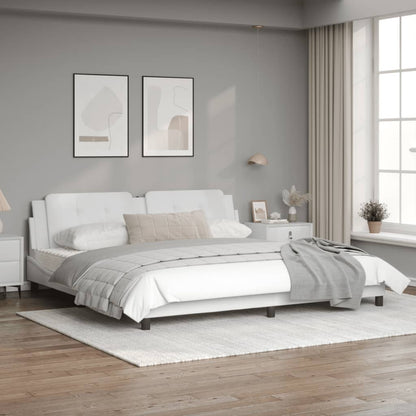 Bedframe met hoofdbord kunstleer wit 200x200 cm
