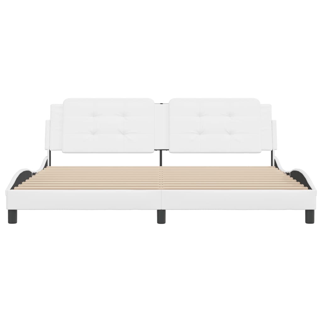 Bedframe met hoofdbord kunstleer wit 200x200 cm