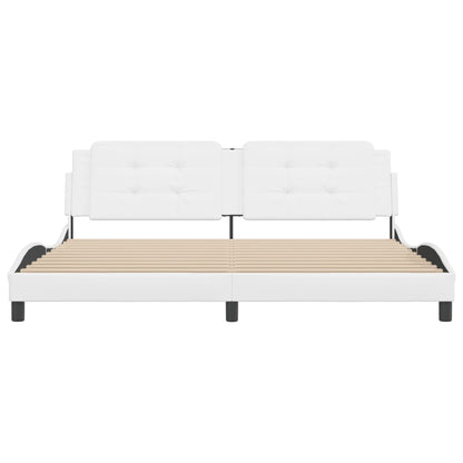 Bedframe met hoofdbord kunstleer wit 200x200 cm
