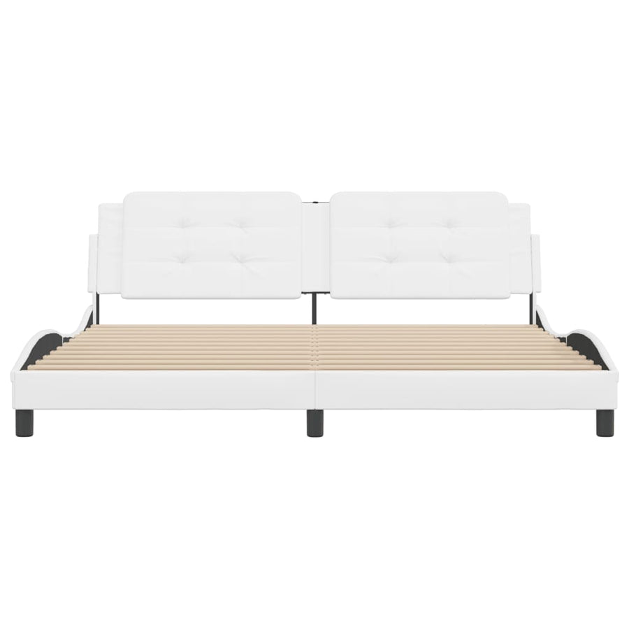 Bedframe met hoofdbord kunstleer wit 200x200 cm