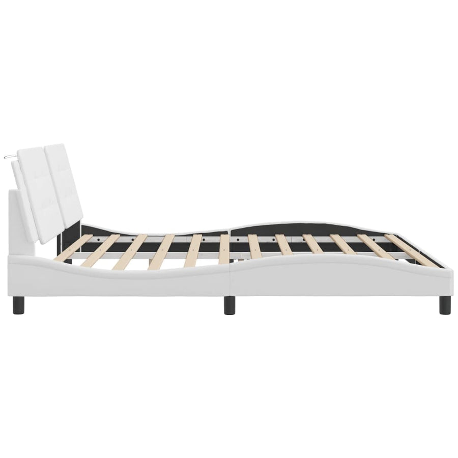 Bedframe met hoofdbord kunstleer wit 200x200 cm