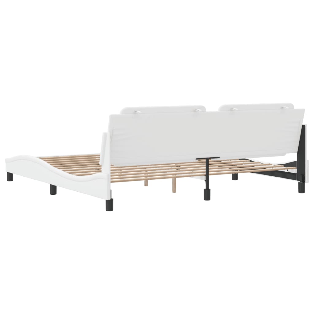 Bedframe met hoofdbord kunstleer wit 200x200 cm