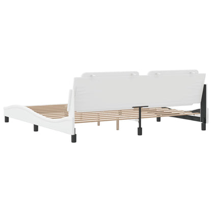Bedframe met hoofdbord kunstleer wit 200x200 cm