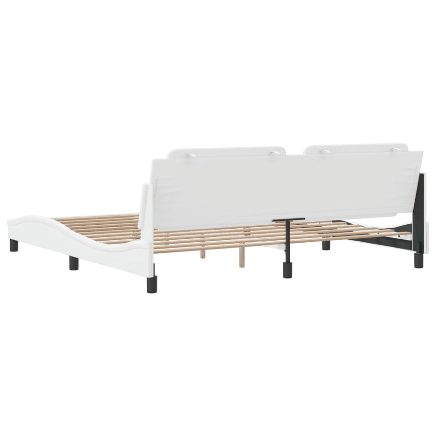 Bedframe met hoofdbord kunstleer wit 200x200 cm
