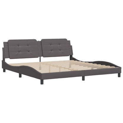 Bedframe met hoofdbord kunstleer grijs 200x200 cm