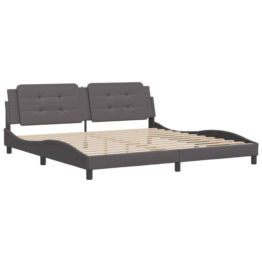 Bedframe met hoofdbord kunstleer grijs 200x200 cm