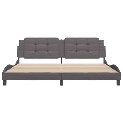 Bedframe met hoofdbord kunstleer grijs 200x200 cm