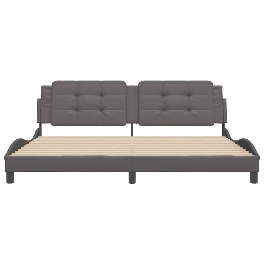 Bedframe met hoofdbord kunstleer grijs 200x200 cm