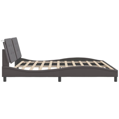 Bedframe met hoofdbord kunstleer grijs 200x200 cm