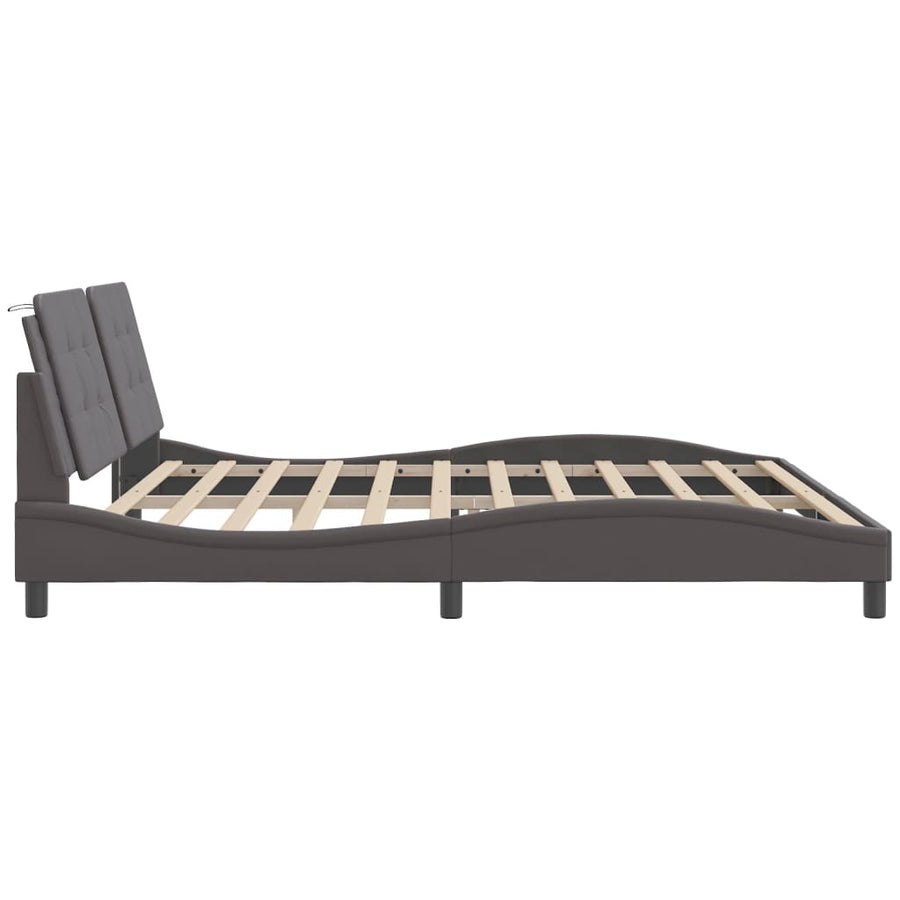 Bedframe met hoofdbord kunstleer grijs 200x200 cm