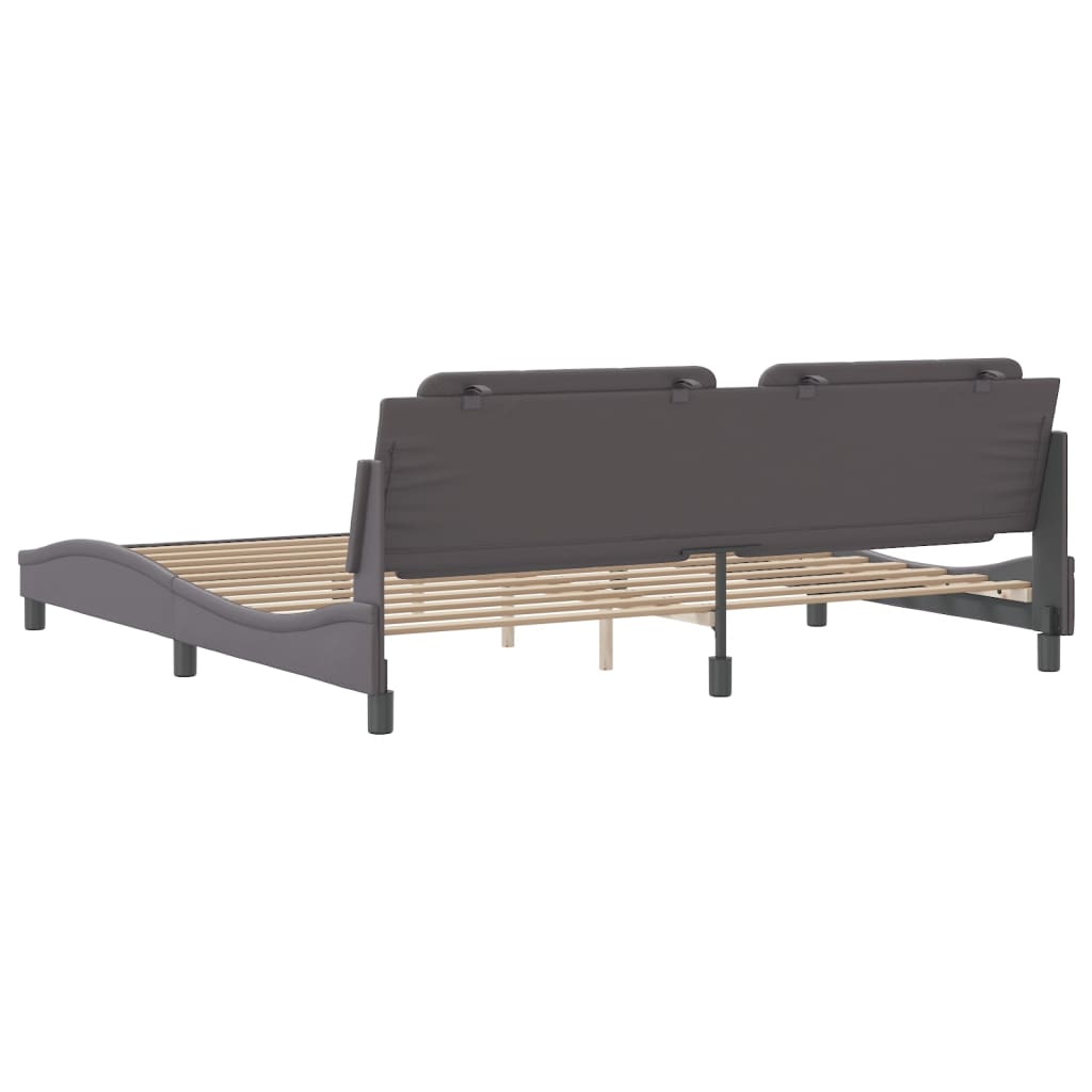 Bedframe met hoofdbord kunstleer grijs 200x200 cm