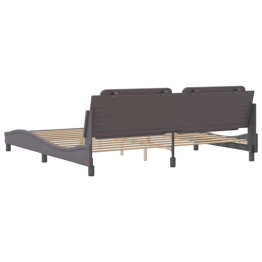 Bedframe met hoofdbord kunstleer grijs 200x200 cm
