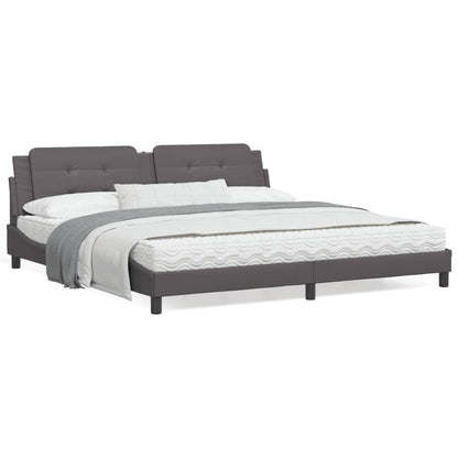 Bedframe met hoofdbord kunstleer grijs 200x200 cm