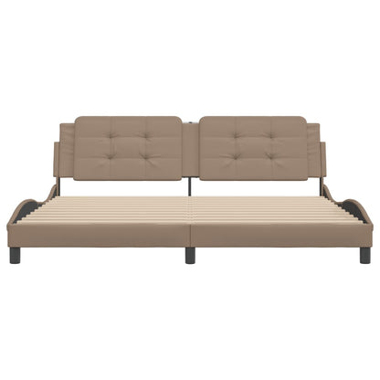 Bedframe met hoofdbord kunstleer cappuccinokleurig 200x200 cm