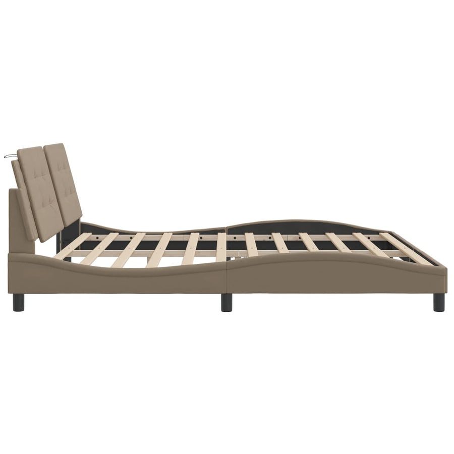 Bedframe met hoofdbord kunstleer cappuccinokleurig 200x200 cm
