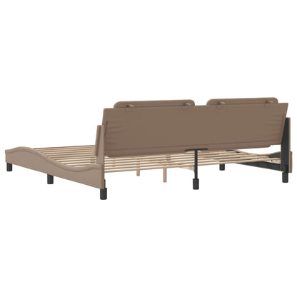 Bedframe met hoofdbord kunstleer cappuccinokleurig 200x200 cm