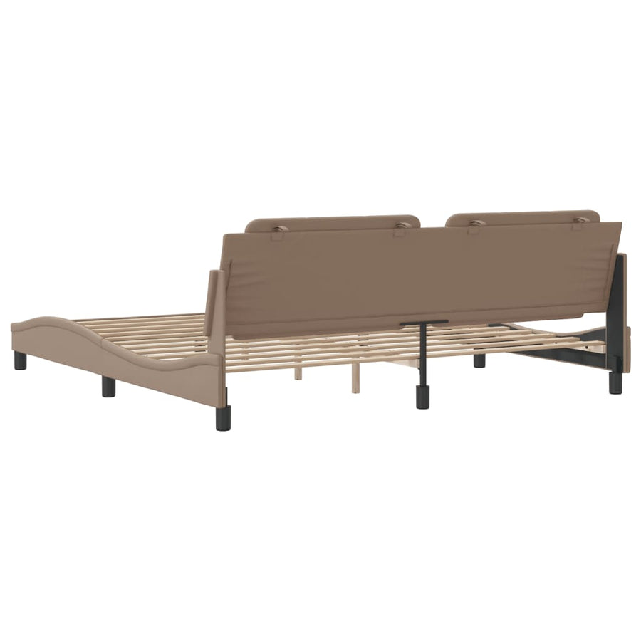 Bedframe met hoofdbord kunstleer cappuccinokleurig 200x200 cm