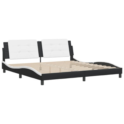 Bedframe Met Hoofdbord Kunstleer 200 x 200 cm Zwart en wit