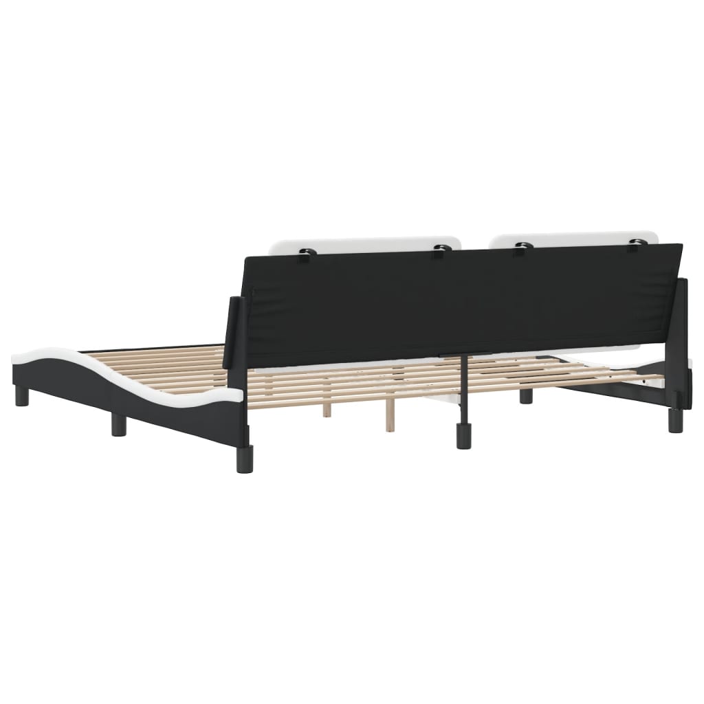 Bedframe Met Hoofdbord Kunstleer 200 x 200 cm Zwart en wit