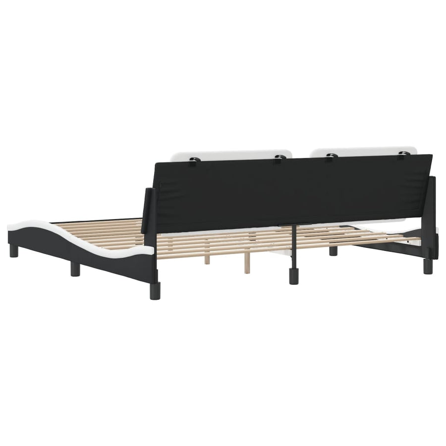 Bedframe Met Hoofdbord Kunstleer 200 x 200 cm Zwart en wit
